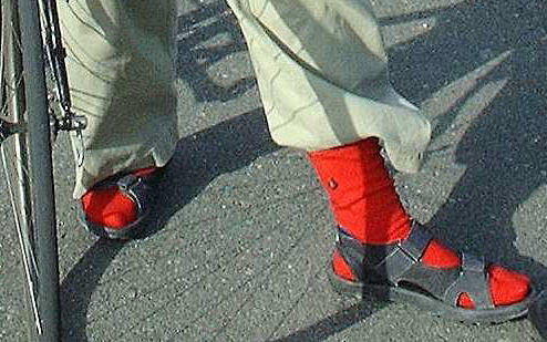 Shedlon Brown wearing sandals on New Year's Day ride
