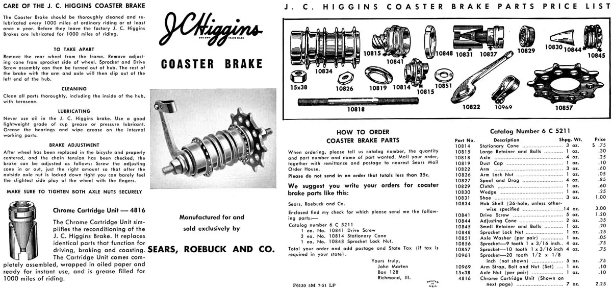 J. C. Higgins Coaster Brake Hub