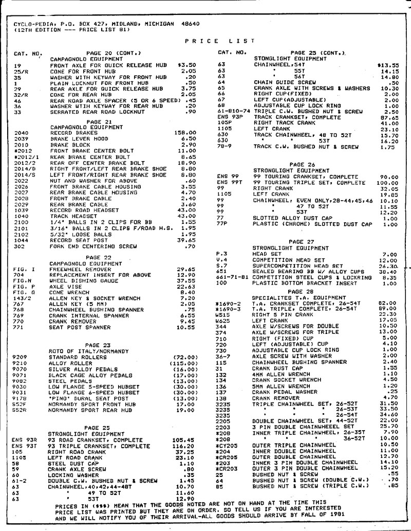 price list p2