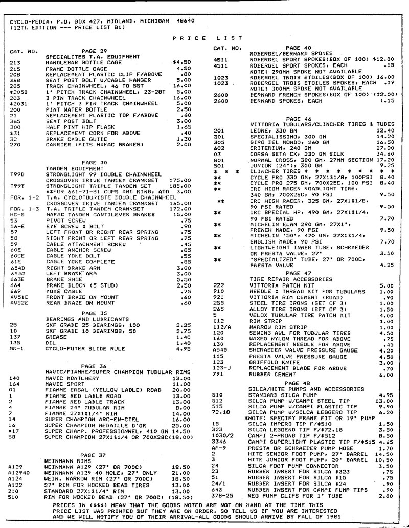 price list p3