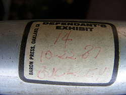 Defendant Exhibit sticker on Fell Bike