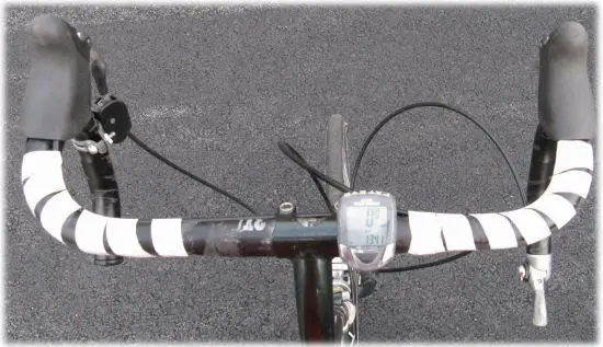 handlebars taped with electrical tape