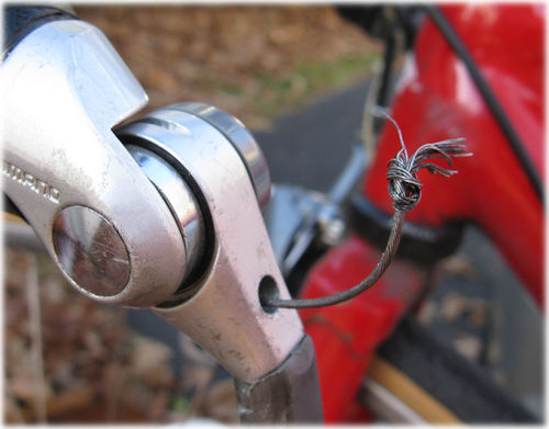 knotto keep cable from pulling through shifter