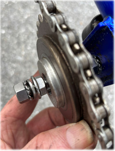 Idler assembled but not tightened