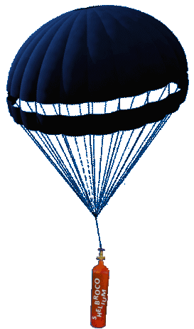 Parachute with helium tank