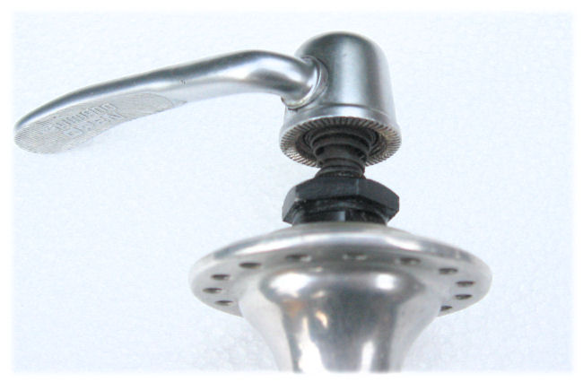 Conicel spring pressed agaist end of axle