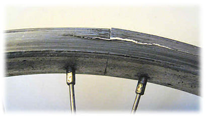 Rim which split due to brake wear