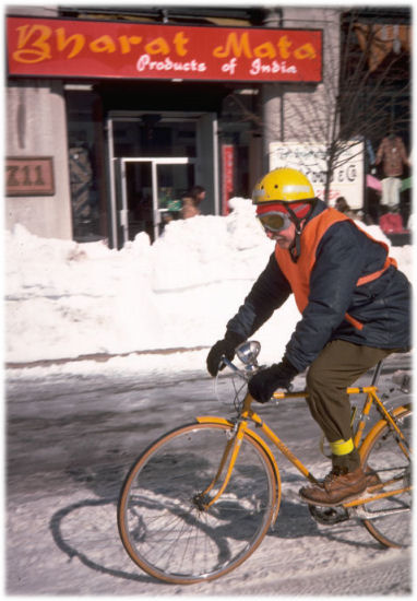winter rider foollwing the Blizsard of 1978