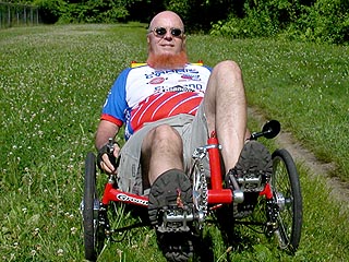 Sheldon Brown on his Greenspeed Trike