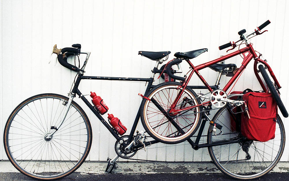 Carrying A Kid Bike on the Back of a Tandem