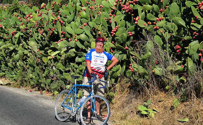 Sheldon Brown with Prickly Pear Cacti-Jobst Brandt Photo