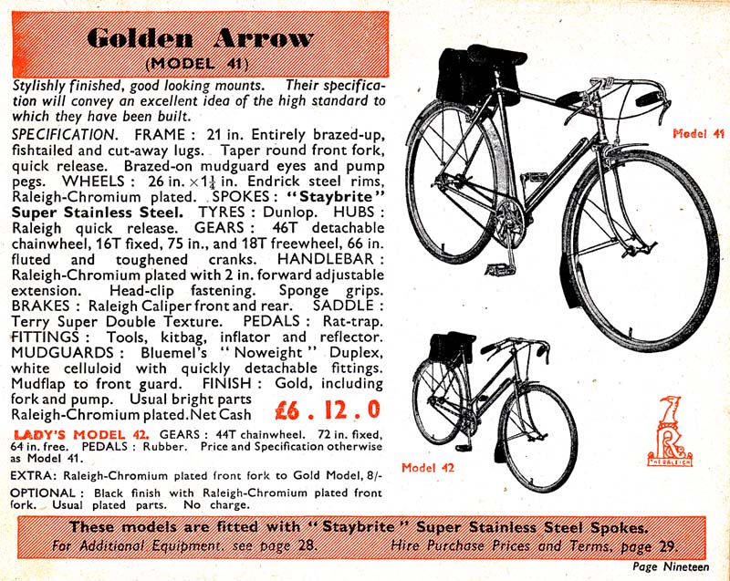 1939 Raleigh Bicycle Catalog from RetroRaleighs Page 19.