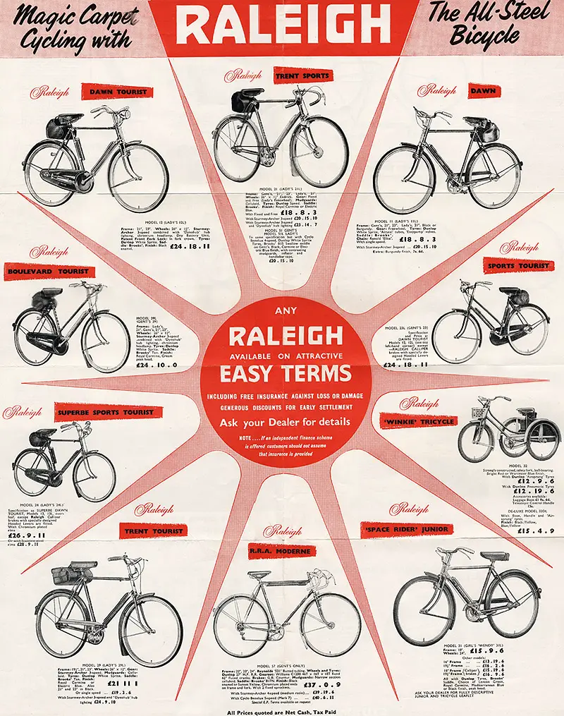 Raleigh Bicycle Catalog for 1958