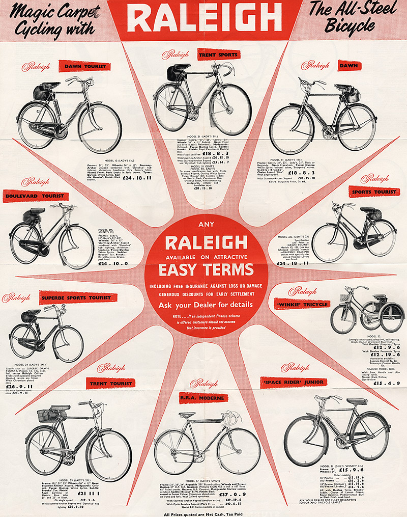 Raleigh Bicycle Catalog for 1958